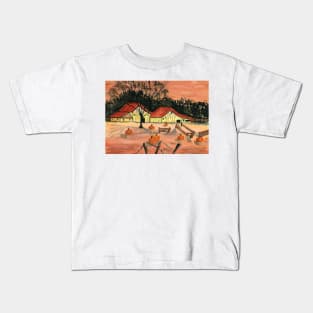 Halloween Farm. Watercolor Painting Kids T-Shirt